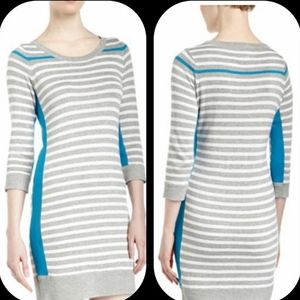 Turquoise Grey Stripe Knit Sweater Dress - John & Jenn